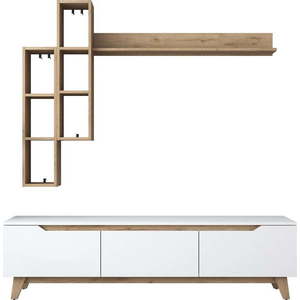 TV sestava v dekoru ořechu v bílo-přírodní barvě 180x49 cm Linh – Kalune Design obraz