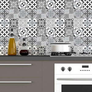 Sada 60 nástěnných samolepek Ambiance Elegant Tiles Shade of Gray, 10 x 10 cm obraz