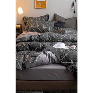 Tmavě šedé bavlněné povlečení na dvoulůžko/prodloužené s prostěradlem 200x220 cm – Mila Home obraz