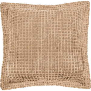 Béžový bavlněný dekorativní polštář Tiseco Home Studio Waffle, 45 x 45 cm obraz