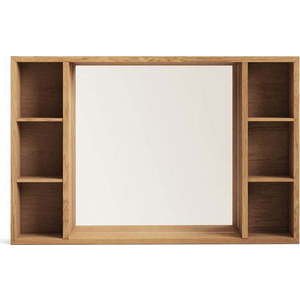 Závěsná koupelnová skříňka se zrcadlem z teakového dřeva v přírodní barvě 100x65 cm Parana – Kave Home obraz