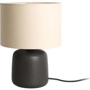 Matně černá stolní lampa s textilním stínidlem (výška 33 cm) Alma – Leitmotiv obraz