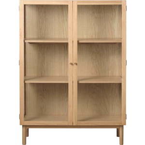 Vitrína z dubového dřeva v přírodní barvě 140x100 cm Elba – Unique Furniture obraz