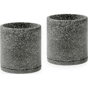 Sada 2 tmavě šedých květináčů Bonami Selection Terrazzo, ø 26 cm obraz