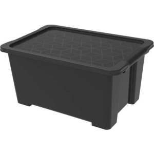 Leskle černý plastový úložný box s víkem Evo Easy - Rotho obraz