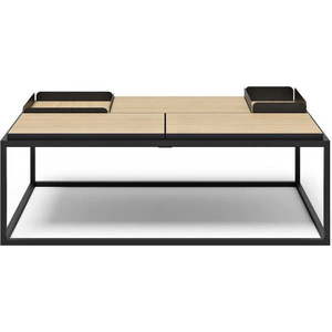 Konferenční stolek s deskou v dekoru dubu v černo-přírodní barvě 75x120 cm Douro – TemaHome obraz