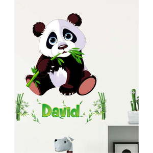 Sada nástěnných samolepek s pandou a písmeny Ambiance Bamboo obraz