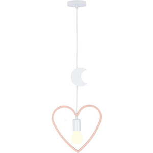 Bílo-světle růžové závěsné svítidlo s textilním stínidlem Single – Candellux Lighting obraz