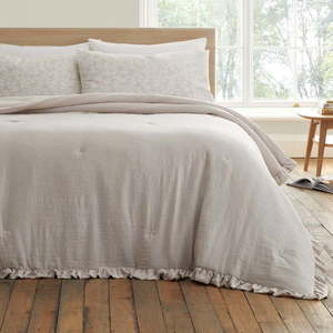 Béžový přehoz na dvoulůžko 220x230 cm Soft Washed Frill – Bianca obraz