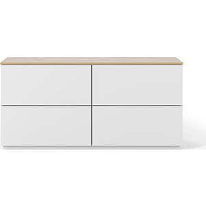Bílá komoda s šuplíky a deskou v dubovém dekoru TemaHome Join, 120 x 54 cm obraz
