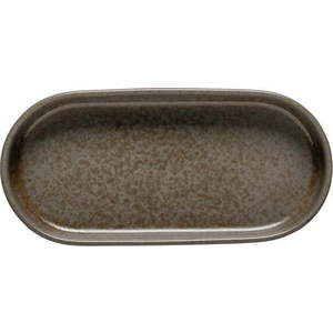 Hnědý servírovací talíř z kameniny 21x10 cm Redonda – Costa Nova obraz
