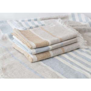 Modrá lněná plážová deka 140x170 cm Allure Stripe – Linen Tales obraz