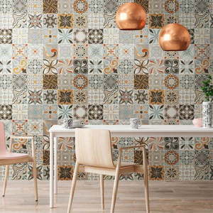 Sada 30 nástěnných samolepek Ambiance Cement Tiles Bali, 10 x 10 cm obraz