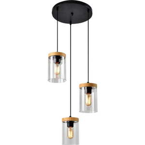 Závěsné svítidlo se skleněným stínidlem v černo-přírodní barvě ø 12 cm Wels – Candellux Lighting obraz