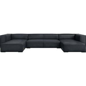 Tmavě modrá kožená rohová pohovka (do "U") Madame – Windsor & Co Sofas obraz