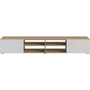 Bílý TV stolek v dekoru dubu 185x31 cm Podium - TemaHome obraz