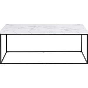 Bílý konferenční stolek s deskou v dekoru mramoru 55x110 cm Barossa – Actona obraz