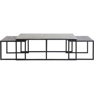 Černo-tmavě šedé kovové konferenční stolky v sadě 3 ks 50x120 cm Kumalu – Light & Living obraz