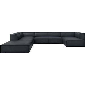 Tmavě modrá kožená rohová pohovka (levý roh) Madame – Windsor & Co Sofas obraz