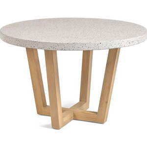 Bílý zahradní stůl s deskou z kamene Kave Home Shanelle, ø 120 cm obraz