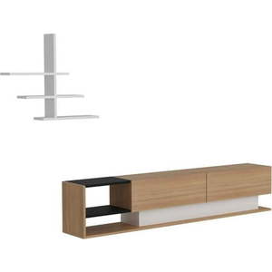 Bílá/přírodní TV souprava v dekoru exotického dřeva 180x40 cm Liza – Kalune Design obraz