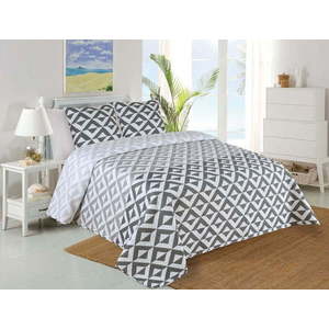 Bílo-šedý prošívaný set přehozu a povlaku na polštář 220x240 cm Casilla – My House obraz