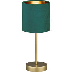 Kovová stolní lampa s textilním stínidlem v zeleno-zlaté barvě (výška 34 cm) Aura – Fischer & Honsel obraz