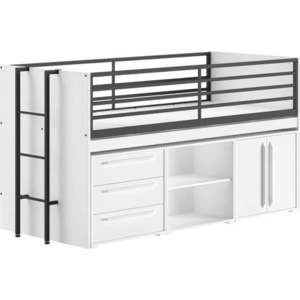 Bílá vyvýšená dětská postel s úložným prostorem s roštem 90x200 cm Sam – Vipack obraz
