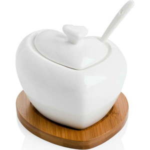 Porcelánová cukřenka se lžičkou a bambusovým podtáckem Brandani Heart obraz