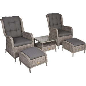 Šedý zahradní lounge set z umělého ratanu pro 2 Valencia – Garden Pleasure obraz