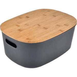 Antracitový plastový úložný box s víkem 24x18x12, 5 cm – Homéa obraz