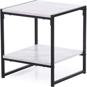Bílý konferenční stolek s deskou v dekoru mramoru 40x40 cm Coxe – Homede obraz