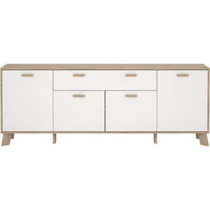 Bílá/v přírodní barvě komoda v dekoru dubu 196x73x39 cm Ikast – Tvilum obraz