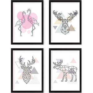 Obrazy v sadě 4 ks 24x29 cm Geometric Animals – Wallity obraz