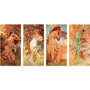 Reprodukce obrazu Alfons Mucha - Pory Roku, 80 x 40 cm obraz