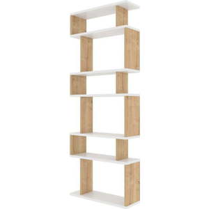 Bílá/přírodní knihovna v dekoru dubu 60x160 cm Bates – Kalune Design obraz