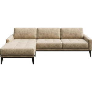 Béžová rohová pohovka z imitace kůže MESONICA Musso Tufted, levý roh obraz