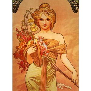 Reprodukce obrazu Bouquet od Alfonse Muchy, 40 x 55 cm obraz