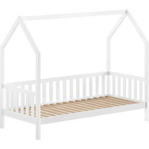 Bílá domečková dětská postel z borovicového dřeva s roštem 90x200 cm Cabane – Vipack obraz