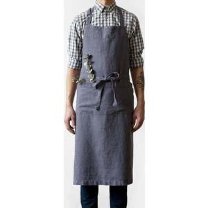 Tmavě šedá lněná zástěra Linen Tales Chef, délka 100 cm obraz