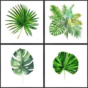 Plakáty v rámu 4 ks 30x30 cm Monstera obraz