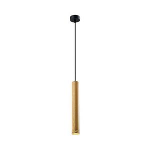 Černé závěsné svítidlo s dřevěným stínidlem ø 7 cm Tubo – Candellux Lighting obraz