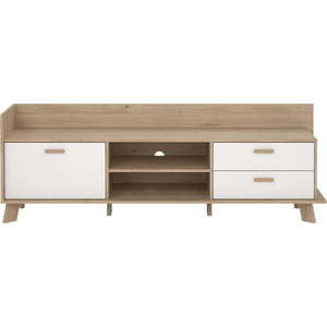 Bílý/v přírodní barvě TV stolek v dekoru dubu 182x62x51 cm Ikast – Tvilum obraz