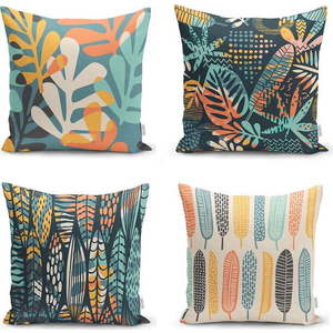 Sada 4 povlaků na polštáře Minimalist Cushion Covers Colorful Leaves, 43 x 43 cm obraz