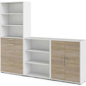Modulární knihovna v bílo-přírodní barvě v dekoru dubu 268x222 cm Prima – Tvilum obraz