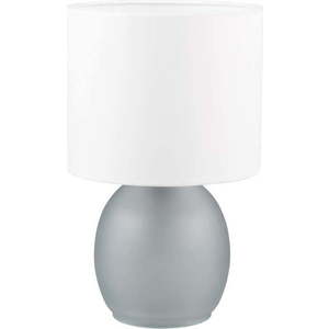 Stolní lampa v bílé a stříbrné barvě s textilním stínidlem (výška 29 cm) Vela – Trio obraz