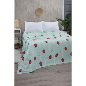 Bavlněný přehoz v mentolové barvě 170x230 cm Strawberry – Mila Home obraz