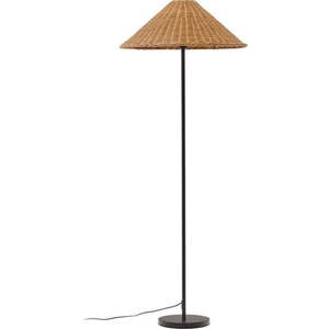 Stojací lampa s ratanovým stínidlem v černo-přírodní barvě (výška 154 cm) Urania – Kave Home obraz