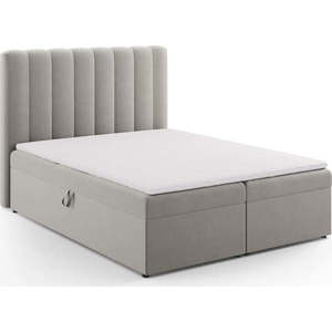 Šedá boxspring postel s úložným prostorem 160x200 cm Gina – Milo Casa obraz
