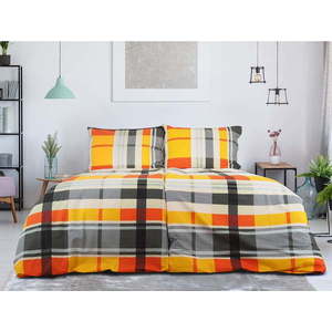 Oranžové krepové povlečení na jednolůžko 140x200 cm Orabge Kube – B.E.S. obraz